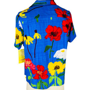 NWT (L) Jams World Hawaii USA Womens Vintage Hawaiian Floral Short Sleeve Shirt